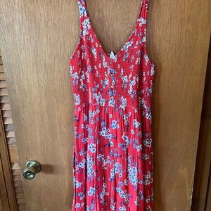 Floral Red Sleeveless Dress